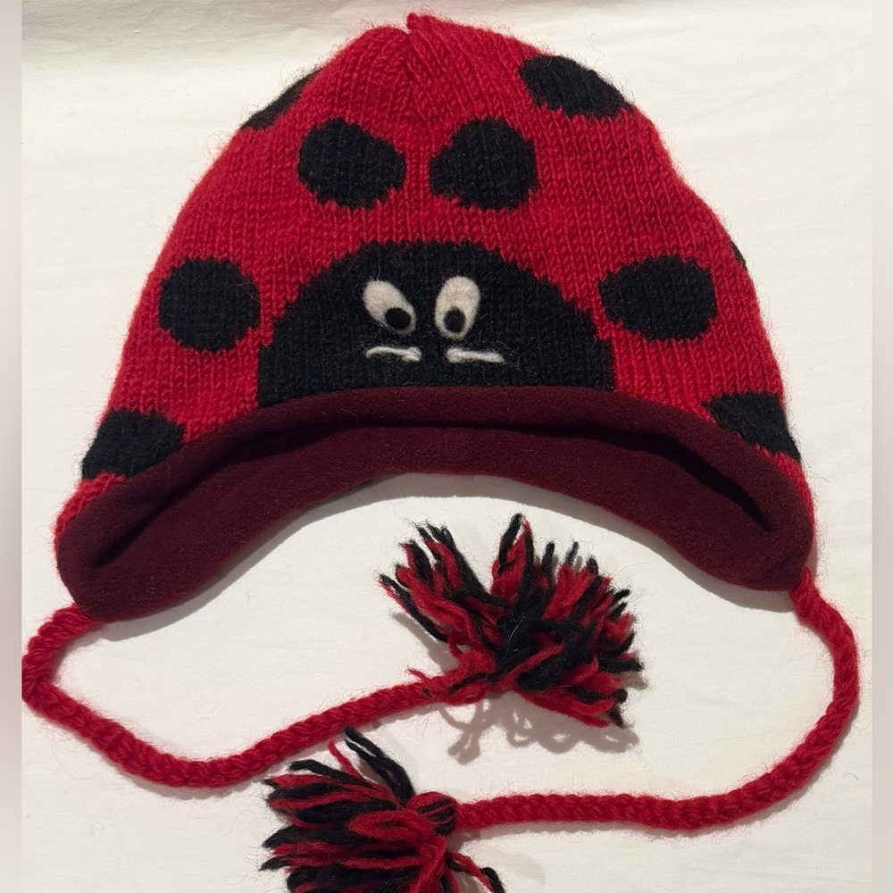Nirvanna Designs Handmade Knit Wool Ladybug Hat